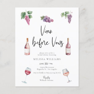 Budget Moderne Vin Bridal Douche Invitation