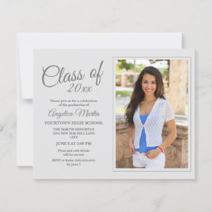 BUDGET Moderne White Graduation Faire-part photo