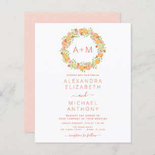 Budget Monogram Blush Pink Citrus Floral Mariage