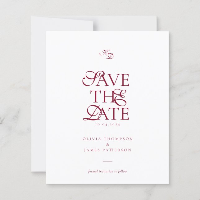 BUDGET Monogram Deep Burgundy Script Wedding (Devant)