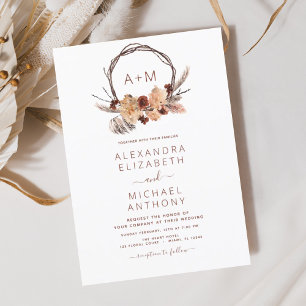 Budget Monogramme Boho Pampas Mariage d'herbe