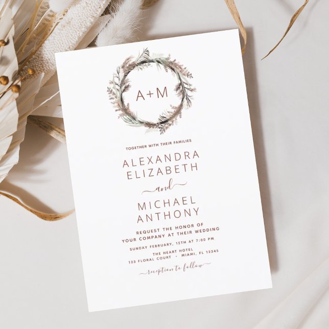 Budget Monogramme Boho Pampas Mariage d'herbe (Créateur téléchargé)