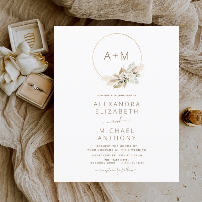 Budget Monogramme Boho Tropical Pampas Grass Maria (Créateur téléchargé)