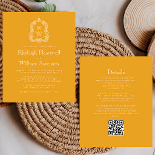 Budget Monogramme Crest Marigold QR Code Mariage
