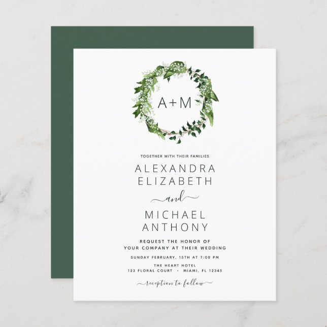 Budget Monogramme Emerald Green Green Mariage (Devant / Derrière)