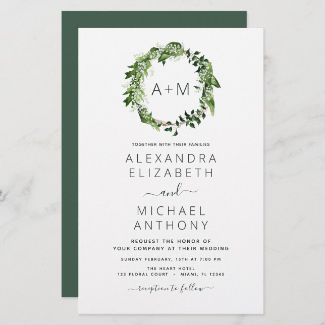 Budget Monogramme Emerald Green Green Mariage (Devant / Derrière)