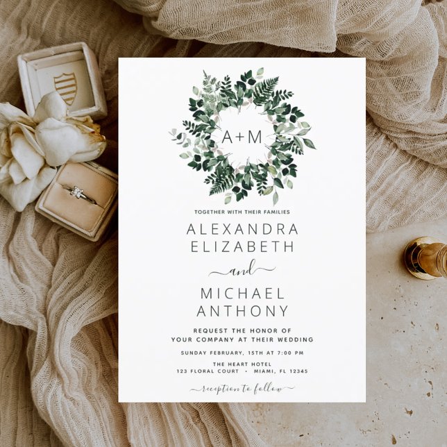 Budget Monogramme Emerald Green Wedding Invitation (Créateur téléchargé)