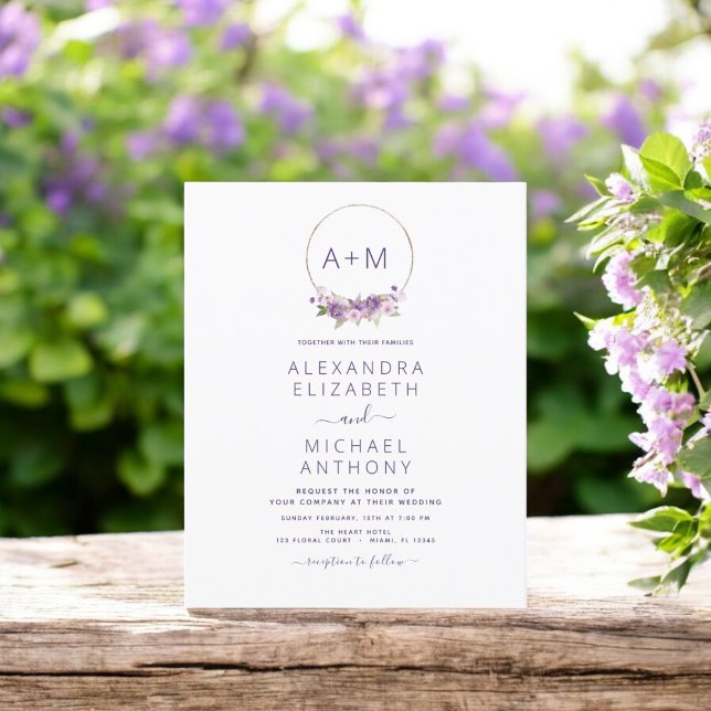 Budget Monogramme Floral Dusty Purple Mariage (Créateur téléchargé)