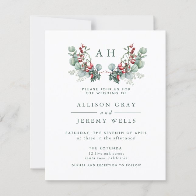 Budget Monogramme Flore Faire-part de mariage circ (Devant)
