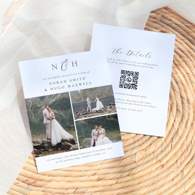 Budget Monogramme QR Code 3 Photo Collage Mariage (Créateur téléchargé)