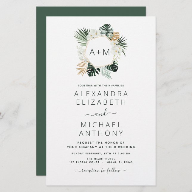 Budget Monogramme Tropical Emerald Green Mariage (Devant / Derrière)
