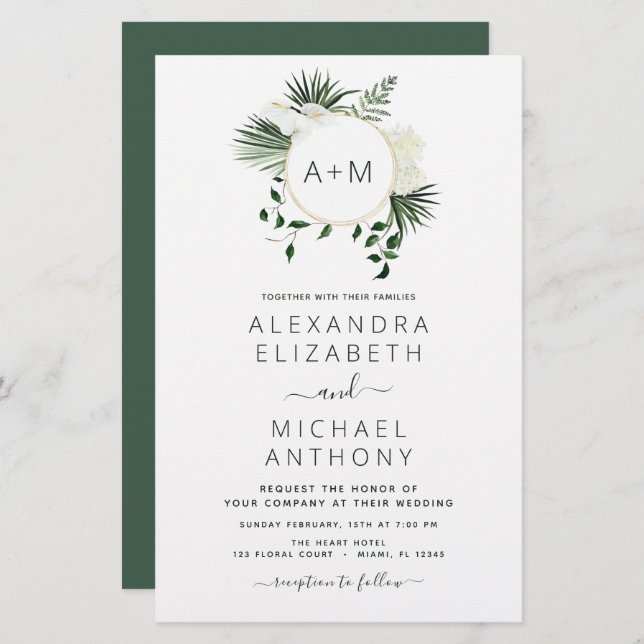 Budget Monogramme Tropical Emerald Green Mariage (Devant / Derrière)