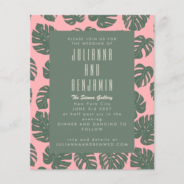 Budget Monstera Plante Botanique rose Mariage vert (Devant)