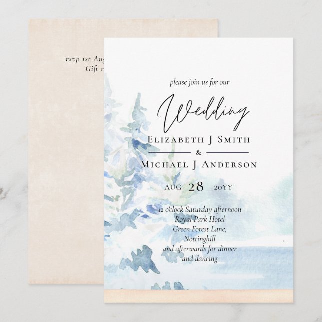 BUDGET Montagnes neigeuses Hiver Lac Trees (Devant / Derrière)