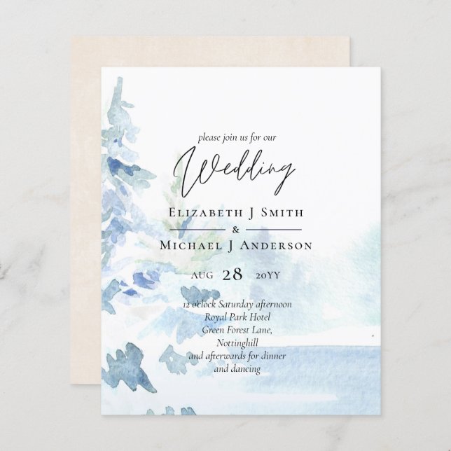 BUDGET Montagnes neigeuses Hiver Lac Trees (Devant / Derrière)