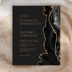 Budget Moody Black Agate Gold Faire-part de mariag