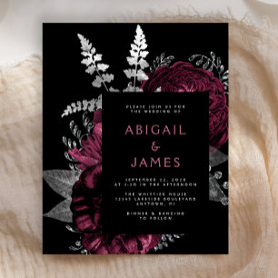 Budget Moody Dark Floral Bourgogne Mariage d'argen