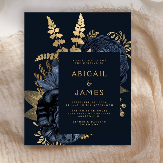 Budget Moody Dark Floral Navy Blue Gold Mariage (Créateur téléchargé)