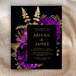 Budget Moody Dark Floral Purple Gold Mariage