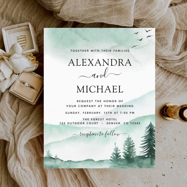 Budget Mountain Rustic Watercolor Mariage (Créateur téléchargé)