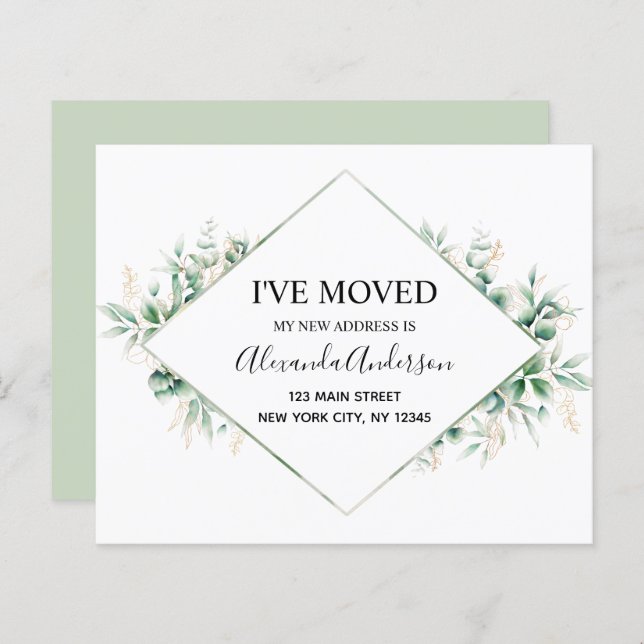 Budget Moving Announcement Eucalyptus Greenery (Devant / Derrière)