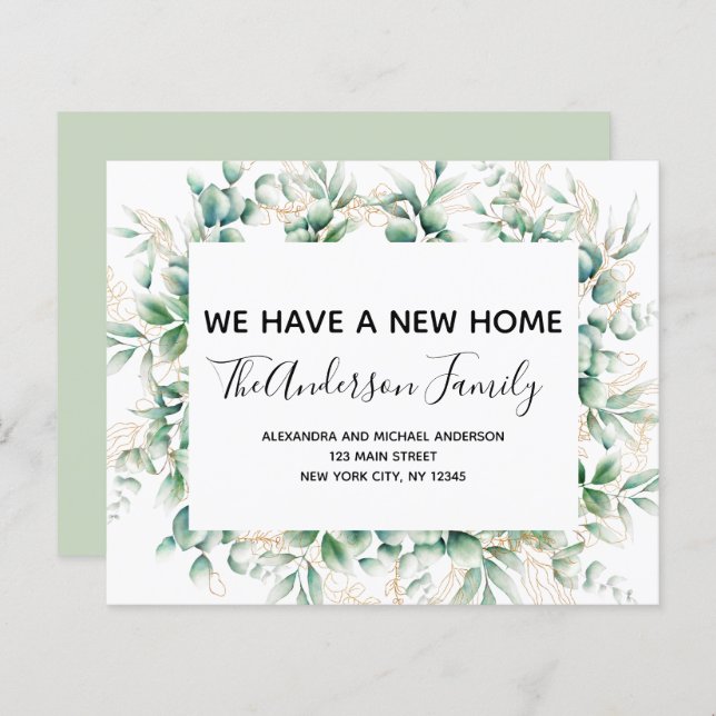 Budget Moving Announcement Eucalyptus Greenery (Devant / Derrière)