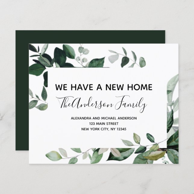 Budget Moving Announcement Eucalyptus Greenery (Devant / Derrière)