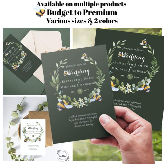 BUDGET Nature Aime Abeilles Verdure Mariage Invite (Créateur téléchargé)