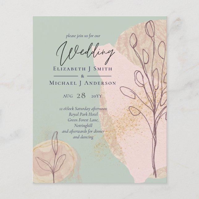 BUDGET Naturel Terre Invitations de mariage Abstra (Devant)