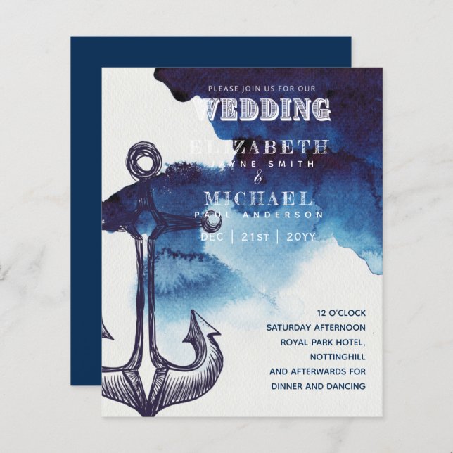 BUDGET Nautique Voile Destination Mariage Invitati (Devant / Derrière)