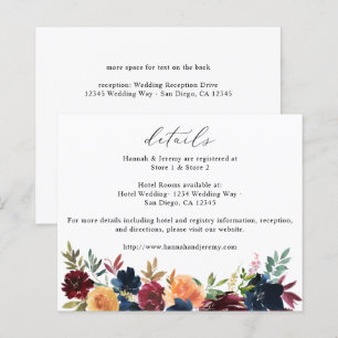 Budget Navy Blue, Bourgogne & Pêche Détails Florau