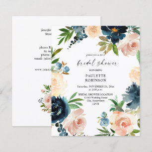 Budget Navy & Dusty Blue Rose Floral Mariage