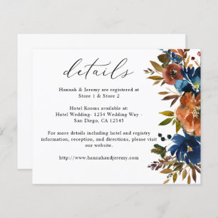 Budget Navy, Orange & Brown Fall Floral Détails