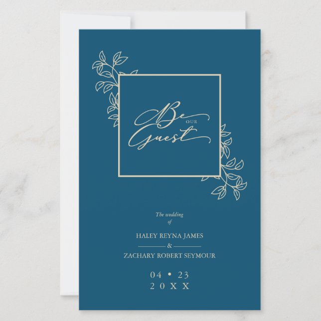 Budget Navy Trendy Modern Branches Gold Photo (Devant)