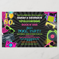 Budget Neon Fun 80s Invitation de la fête du pool