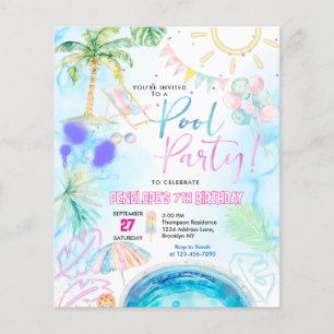 BUDGET Neon Glow Watercolor Pool fête anniversaire