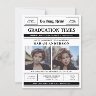 BUDGET Newspaper Style 2 Photo Graduation Party