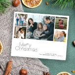 Budget Noël 5 photo collage carte de vacances<br><div class="desc">Simple typographie minimaliste 5 photos personnalisées, nom de famille et texte personnalisé élégant BUDGET de Noël abordable carte de vacances. VEUILLEZ LIRE CECI AVANT D'ACHETER ! Il s'agit d'une carte économique imprimée sur une feuille papier (chaque feuille comporte une carte). Pour un rapport qualité-prix optimal, notre conseil est de choisir...</div>