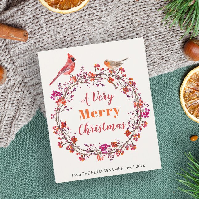 Budget Noël couronne rustique chic Holiday Card (Créateur téléchargé)