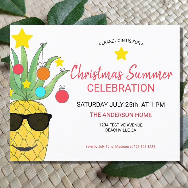 Budget Noël Été Ananas Fête Invitation (Créateur téléchargé)