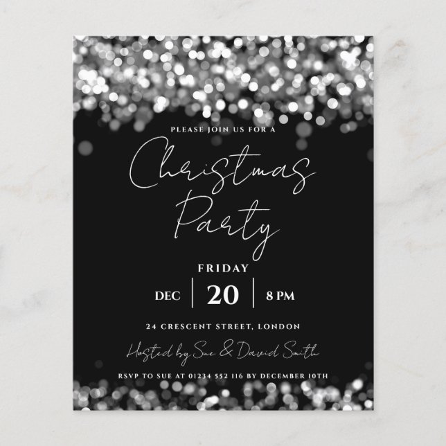 Budget Noël Fête de l'argent Lumières Invitation (Devant)