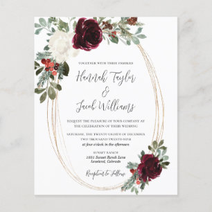 Budget Noël Mariage d'hiver Invitation