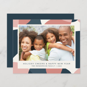 Budget Noël Nouvel An Photo Pink Blue Card
