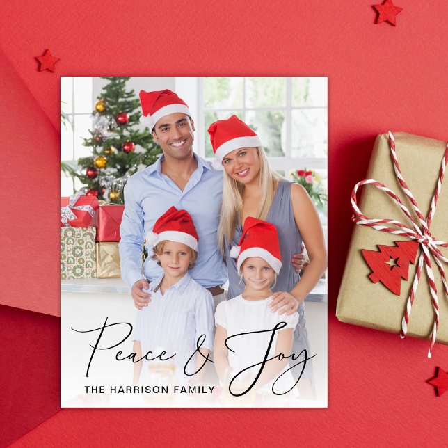 Budget Noël Paix Joie Trois Cartes photos (This holiday season, let your family's smiles and heartwarming memories shine on our 3 photo card)