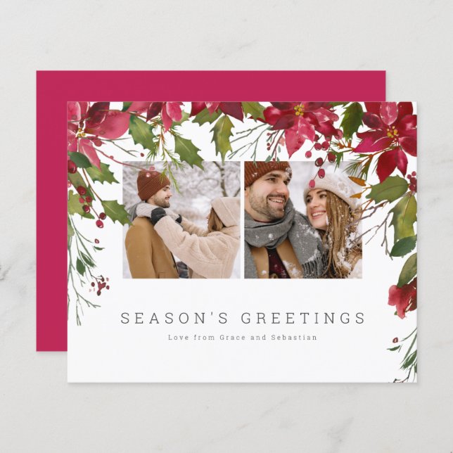 BUDGET Noël Poinsettia Photo personnalisée (Devant / Derrière)