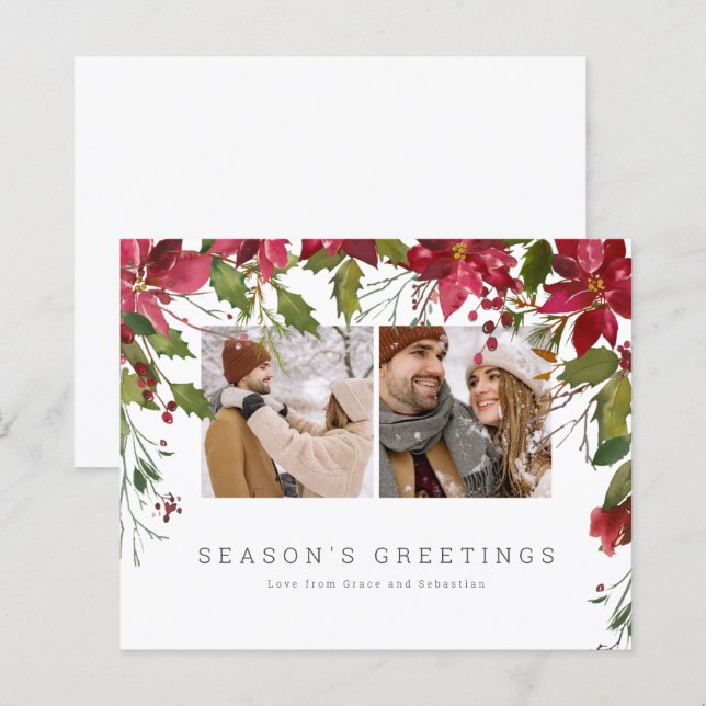 BUDGET Noël Poinsettia Photo personnalisée (Devant / Derrière)