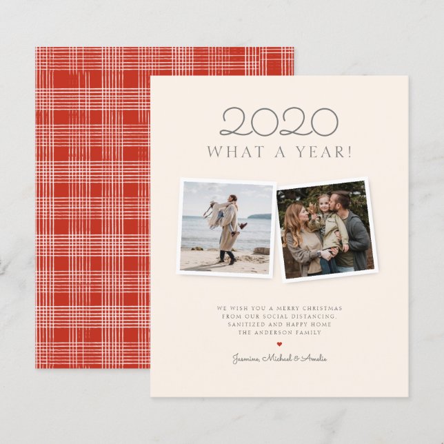 Budget Noël Tartan Photo Holiday dessiné à la main (Devant / Derrière)