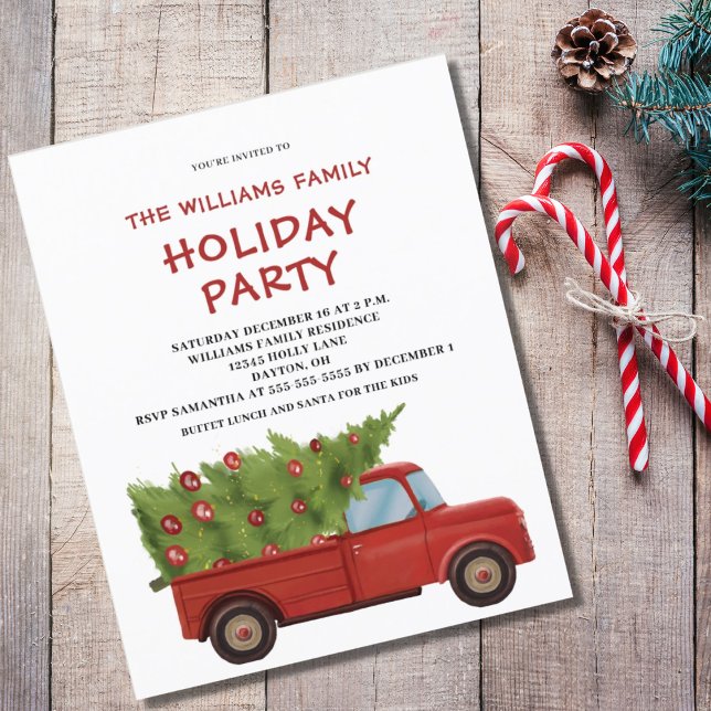 Budget Noël Vintage Camion rouge Invitation (Créateur téléchargé)