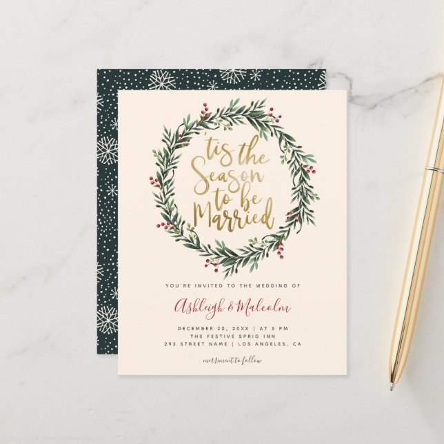 Budget Noël Wreath Tis The Season Mariage (Devant/Arrière en situation)