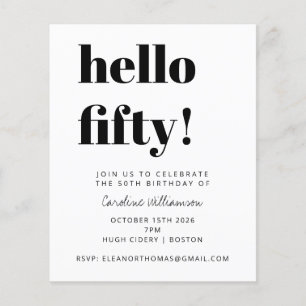 Budget noir blanc moderne Invitation fête d'annive